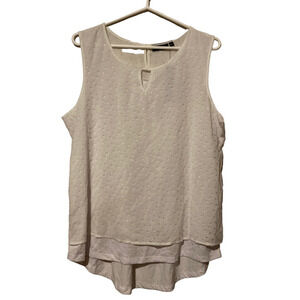 Apt. 9 Womens‎ Blouse White Sleeveless Layered High Low Keyhole Boho Top L New